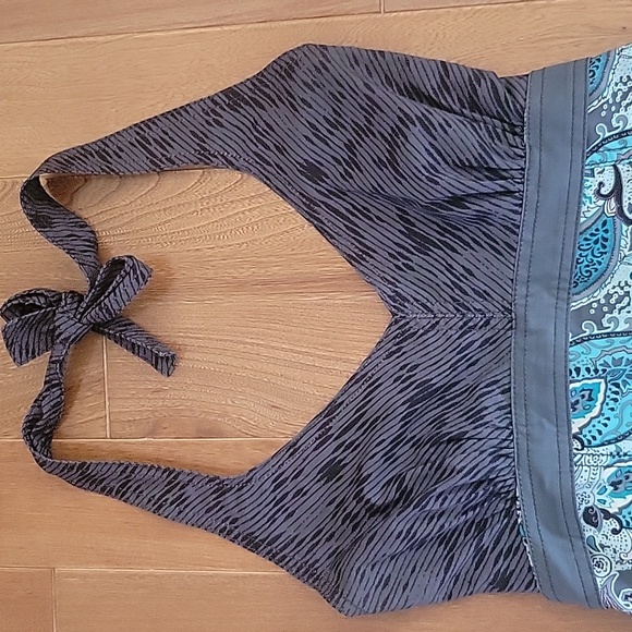 Athleta Halter Athletic Dress Paisley Blue and Gray 2 - Picture 3 of 11